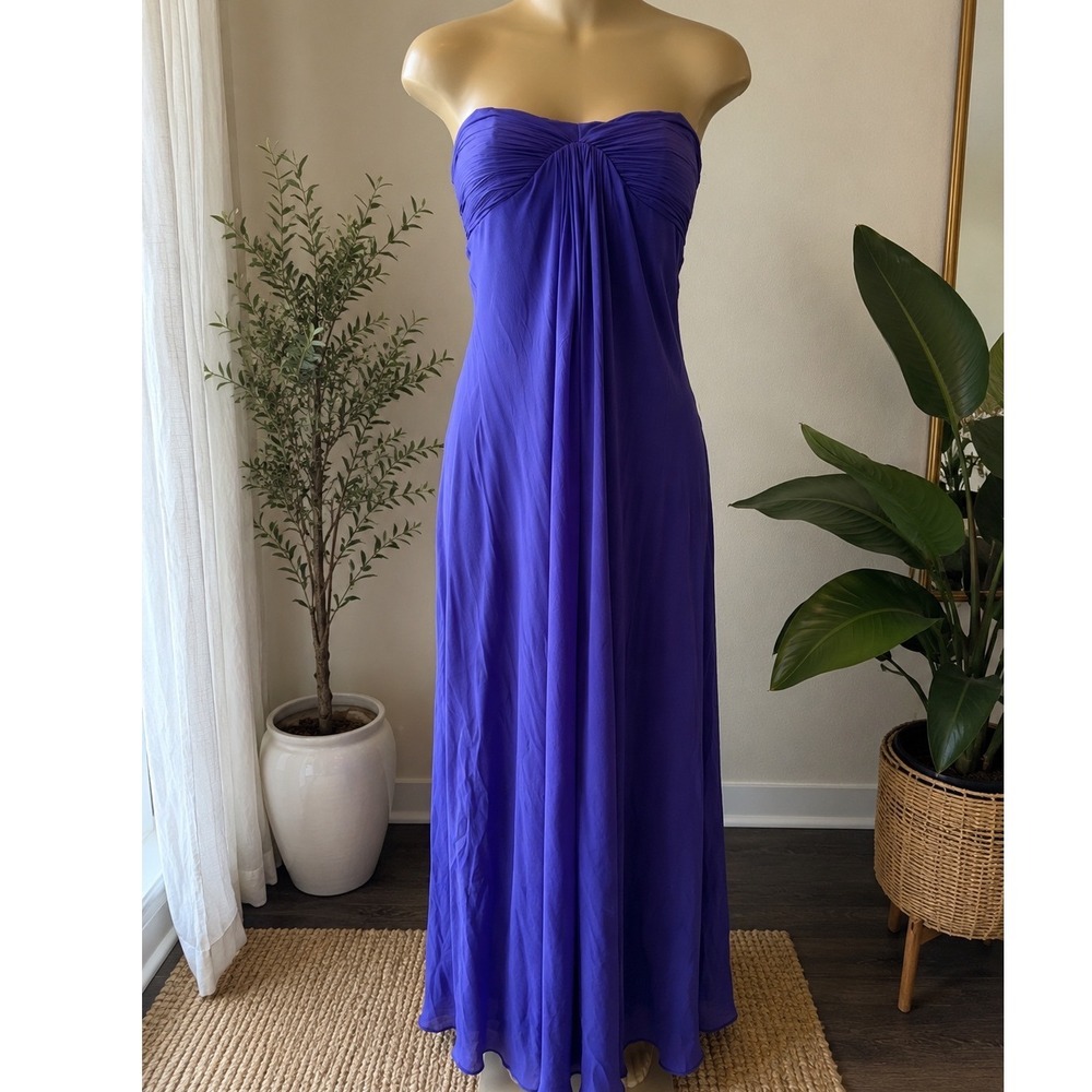 Marciano Purple Strapless Sweetheart Pleated Chiffon Formal Gown Size 2